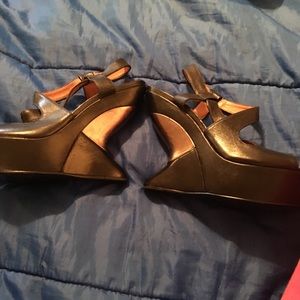 Black leather leifsdottir sandals worn twice